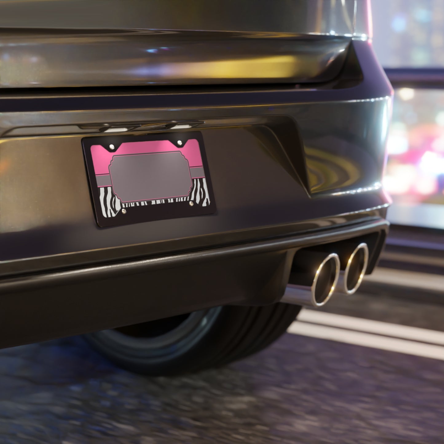 Personalized Pink Zebra License Plate | Hot Pink & Zebra Print Custom Car Tag | Glam Animal Print Vehicle Accessory | Girly License Plate