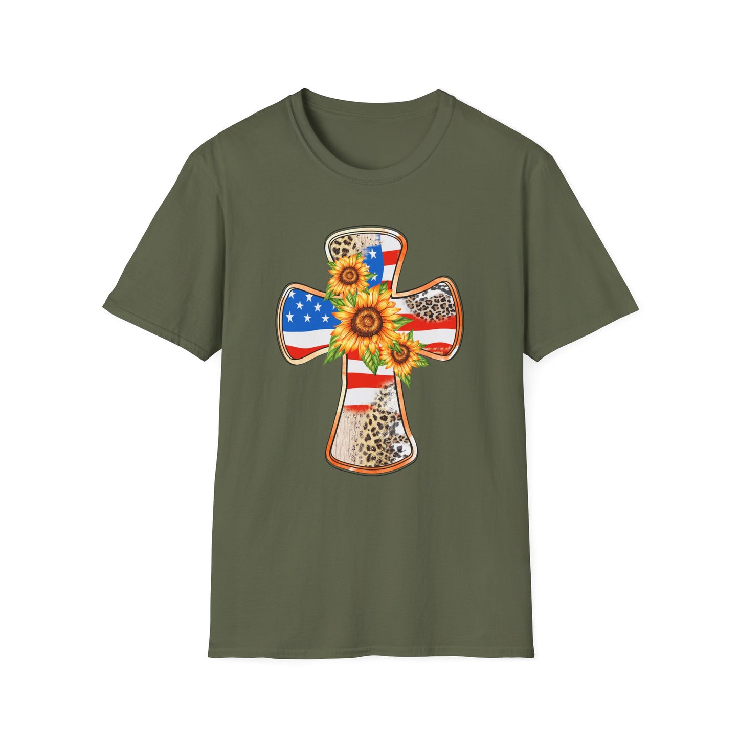American Flag Cross Unisex Softstyle T-Shirt