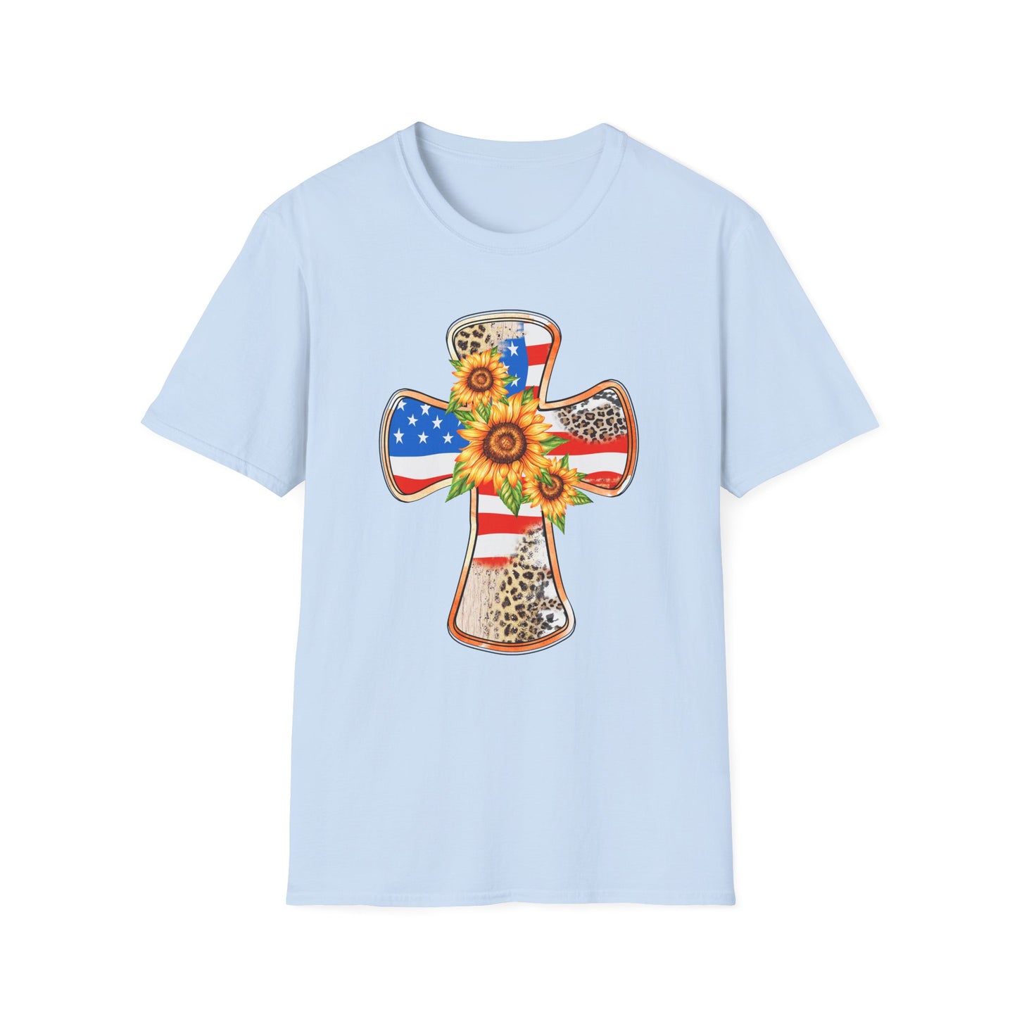 American Flag Cross Unisex Softstyle T-Shirt