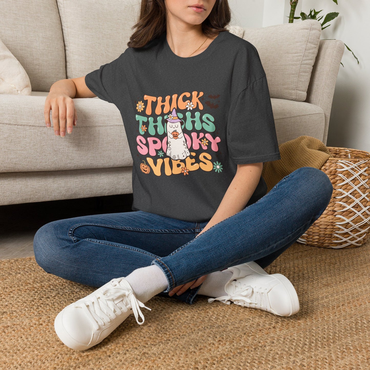 Thick Thighs and Spooky Vibes Unisex Softstyle T-Shirt