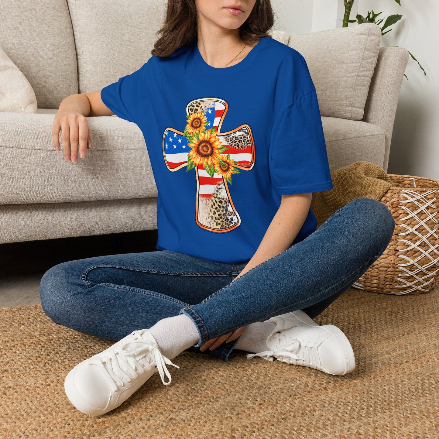 American Flag Cross Unisex Softstyle T-Shirt