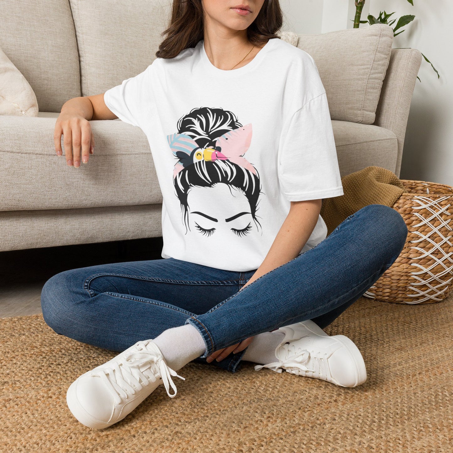 Tucan Headband Messy Bun Unisex Softstyle T-Shirt
