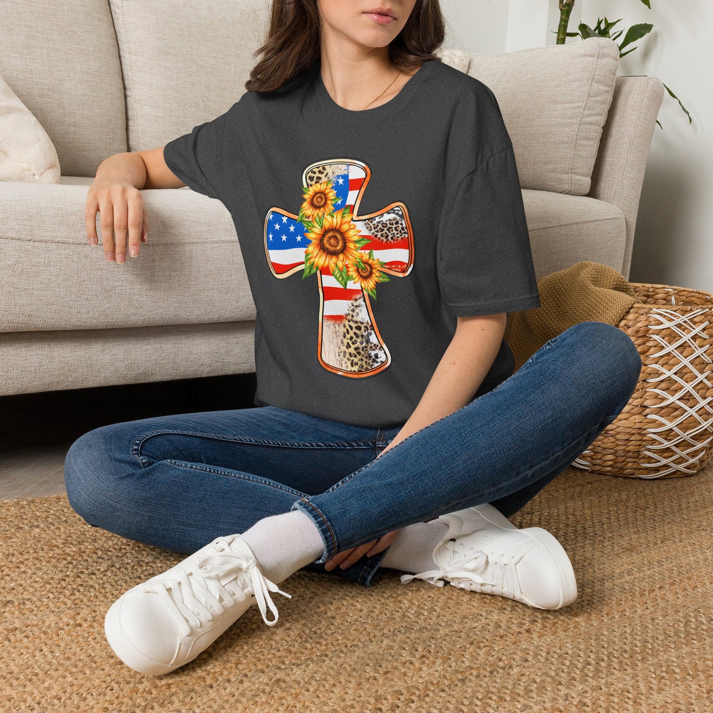 American Flag Cross Unisex Softstyle T-Shirt