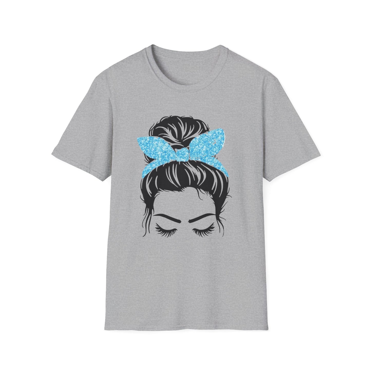 Glitter Headband Messy Bun Unisex Softstyle T-Shirt