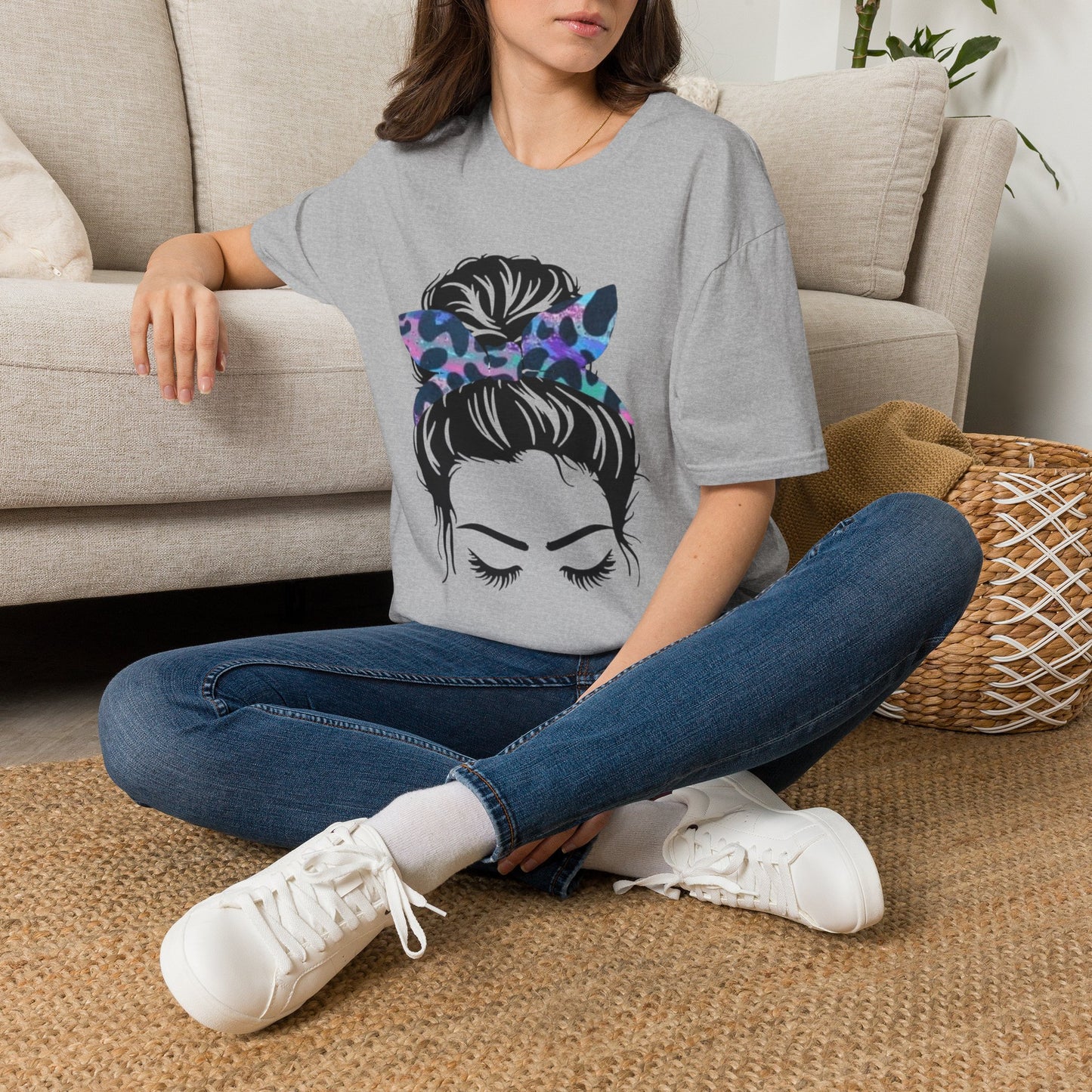 Multi color Leopard Print Headband Messy Bun Unisex Softstyle T-Shirt