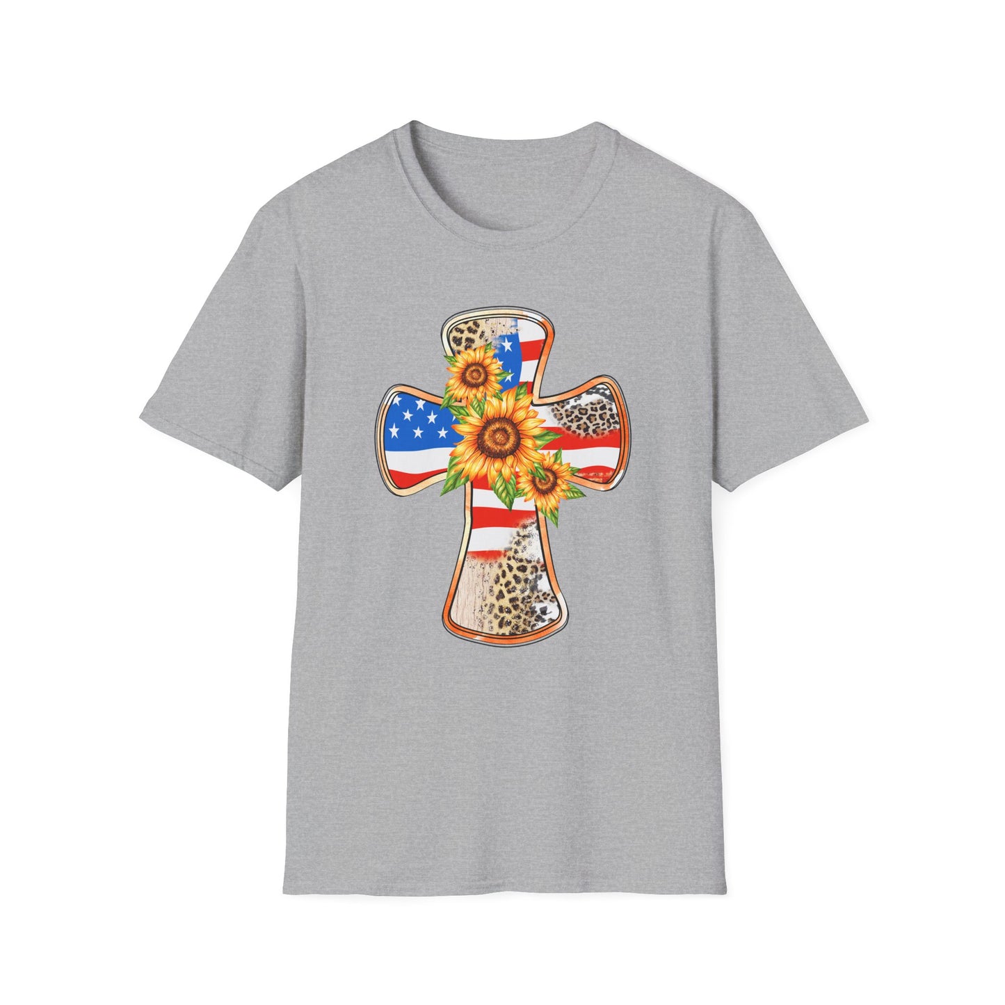 American Flag Cross Unisex Softstyle T-Shirt
