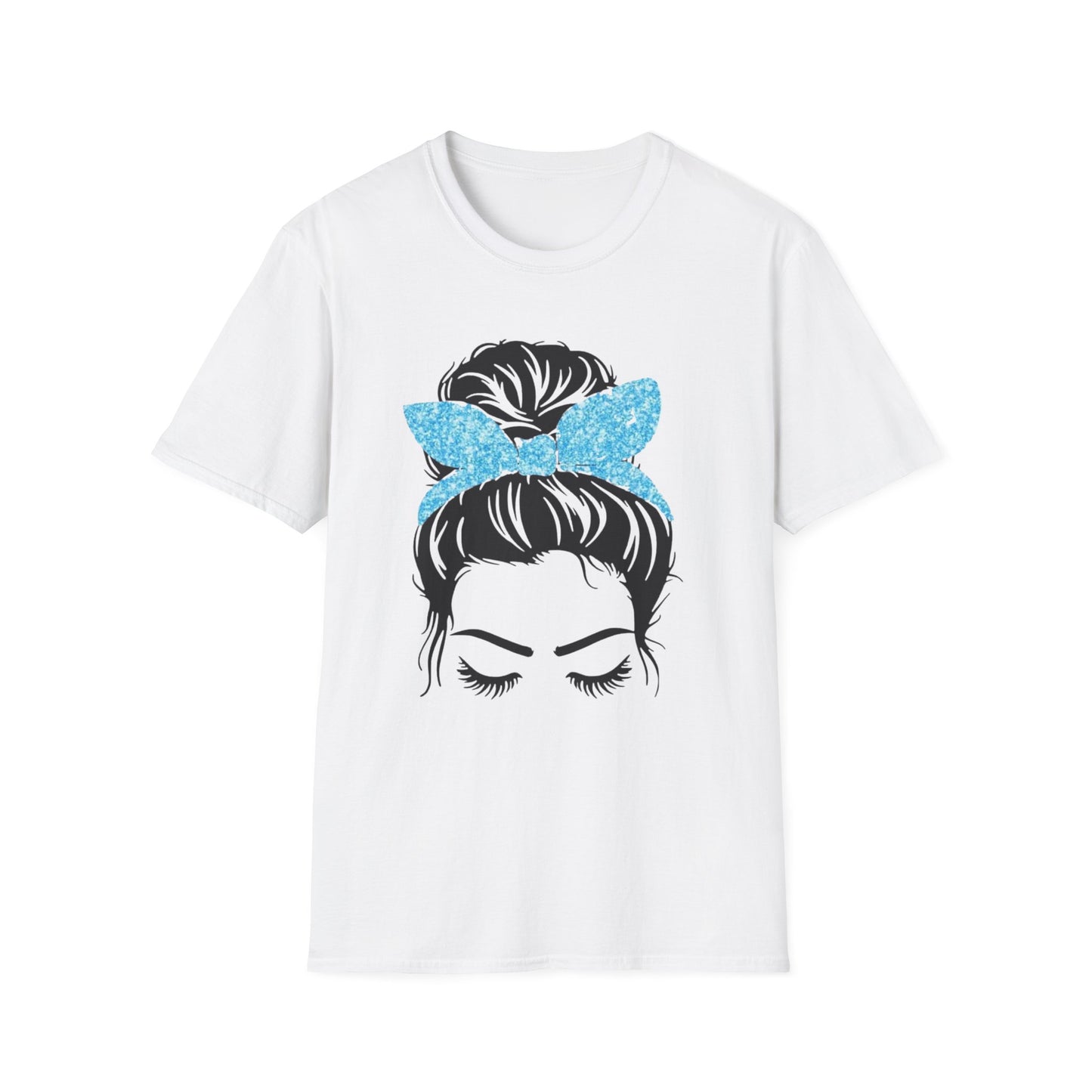 Glitter Headband Messy Bun Unisex Softstyle T-Shirt