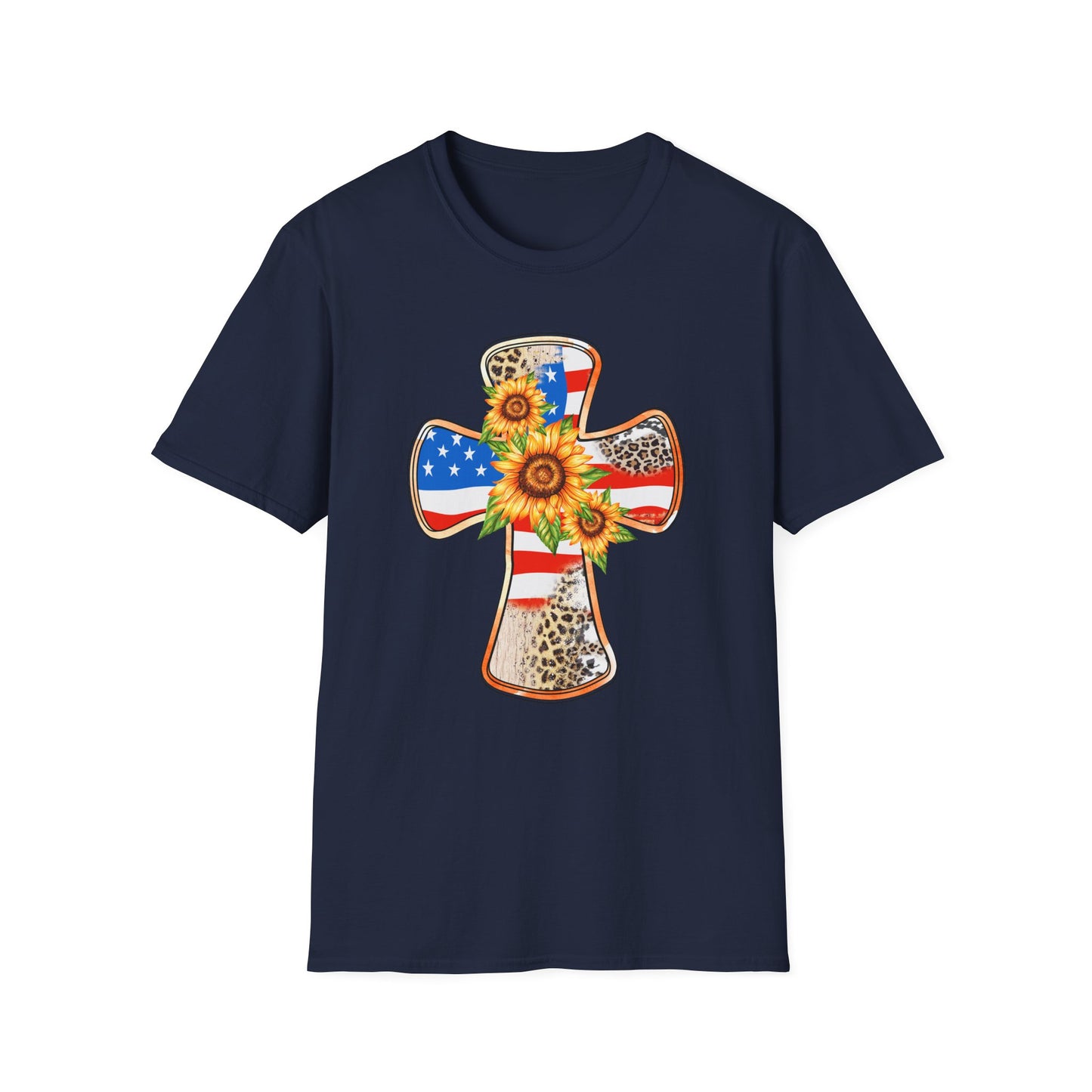 American Flag Cross Unisex Softstyle T-Shirt