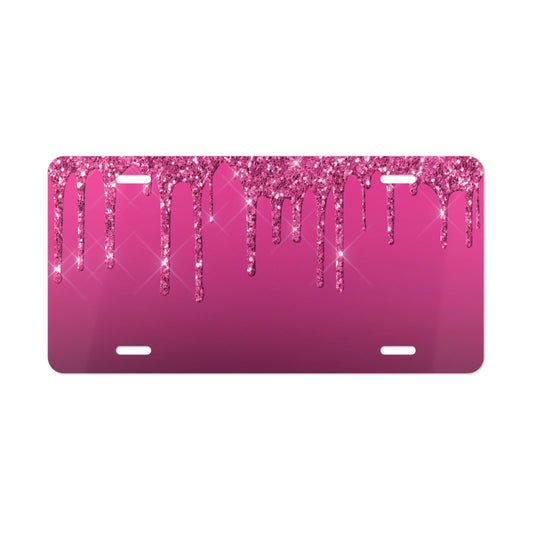 Personalized Pink Glitter Drip License Plate | Hot Pink Glam License Plate Design | Sparkle Custom Car Tag | Girly Bling Vehicle Accessory