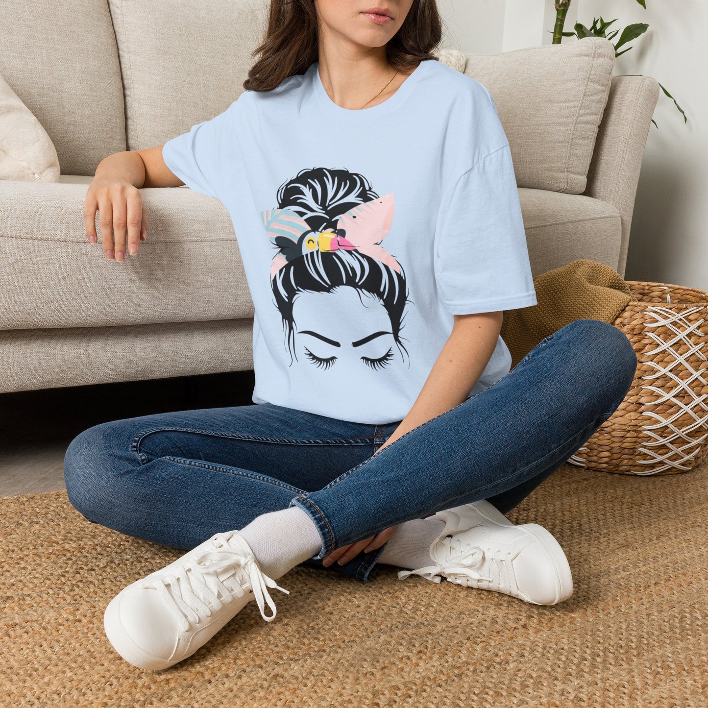 Tucan Headband Messy Bun Unisex Softstyle T-Shirt