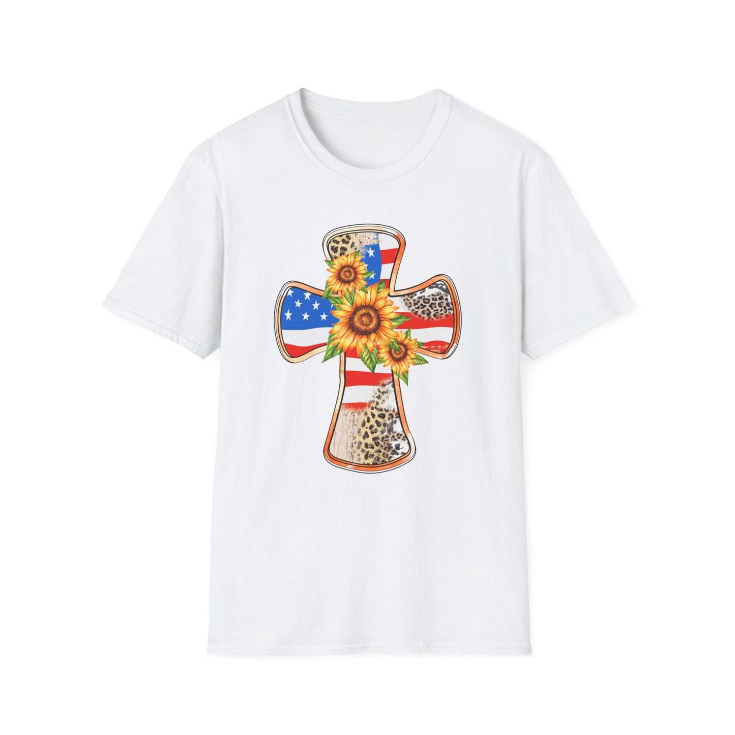 American Flag Cross Unisex Softstyle T-Shirt
