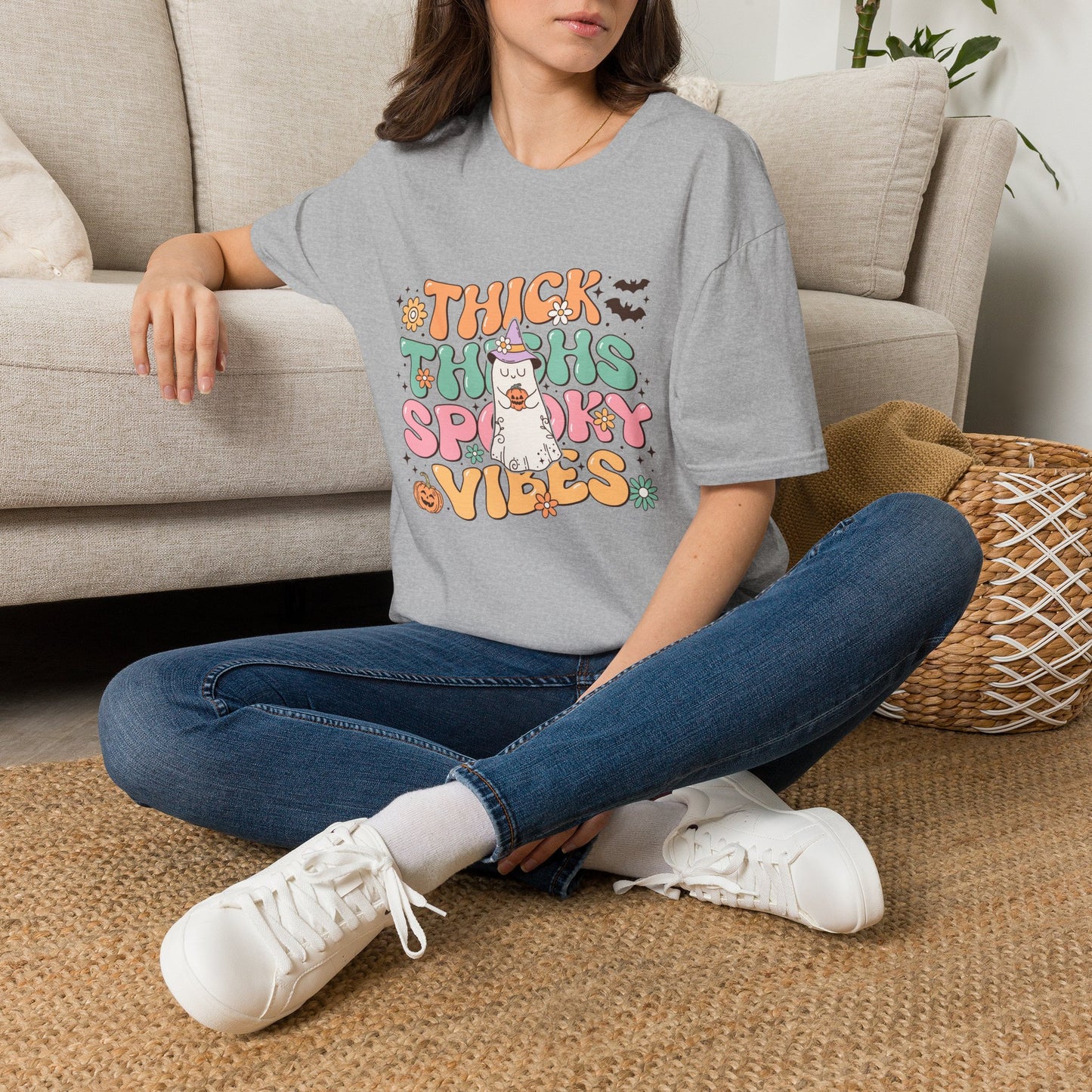 Thick Thighs and Spooky Vibes Unisex Softstyle T-Shirt