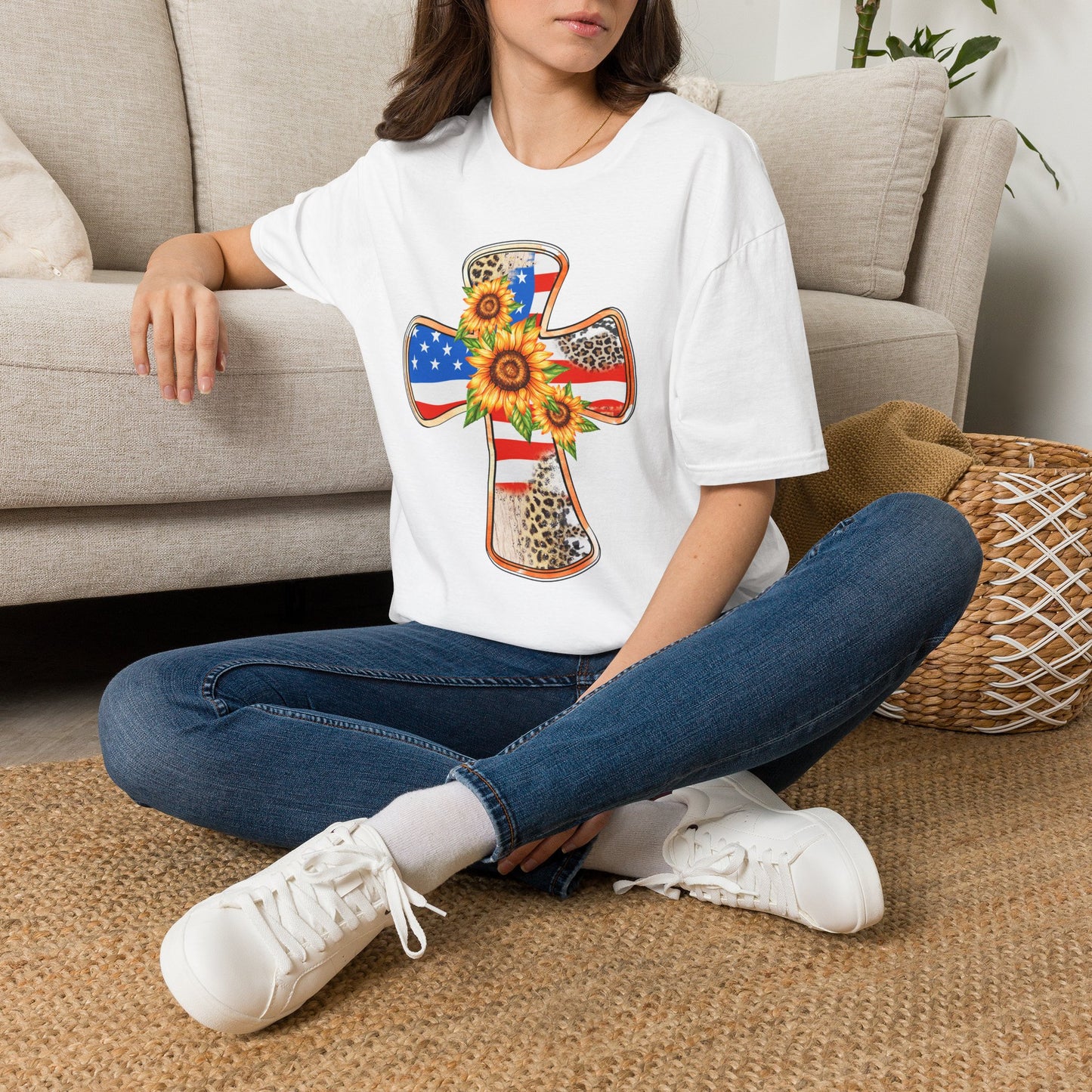American Flag Cross Unisex Softstyle T-Shirt