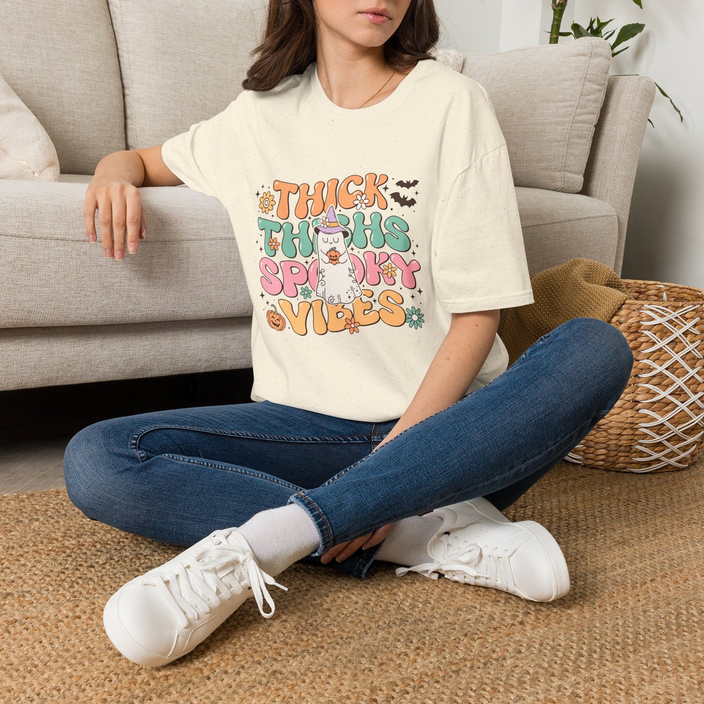 Thick Thighs and Spooky Vibes Unisex Softstyle T-Shirt