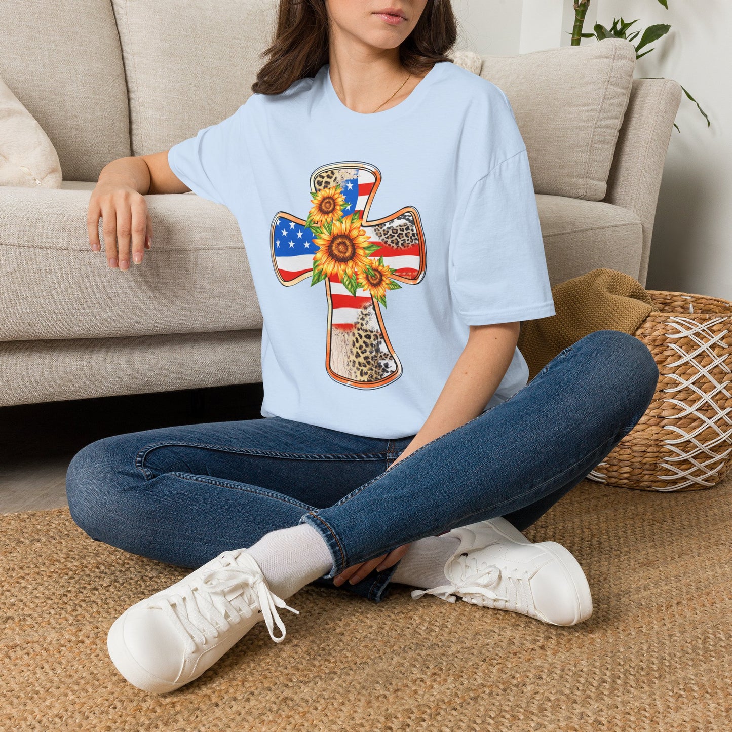 American Flag Cross Unisex Softstyle T-Shirt