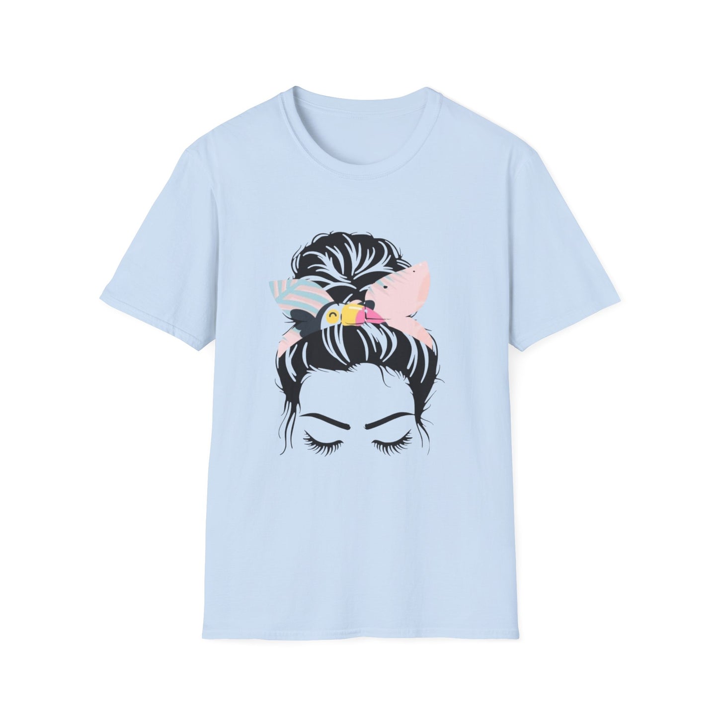 Tucan Headband Messy Bun Unisex Softstyle T-Shirt
