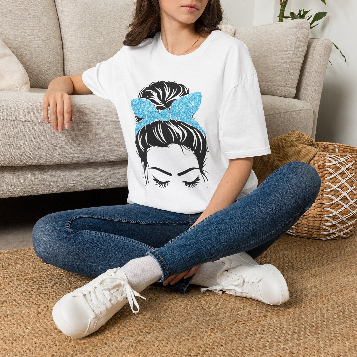 Glitter Headband Messy Bun Unisex Softstyle T-Shirt