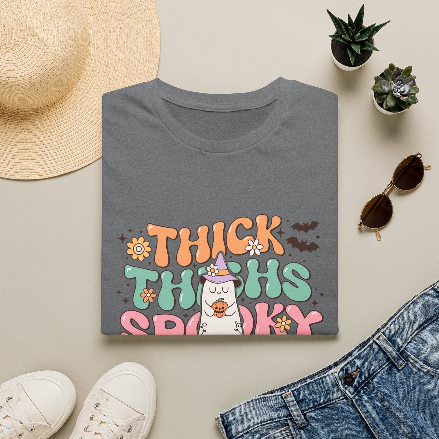 Thick Thighs and Spooky Vibes Unisex Softstyle T-Shirt