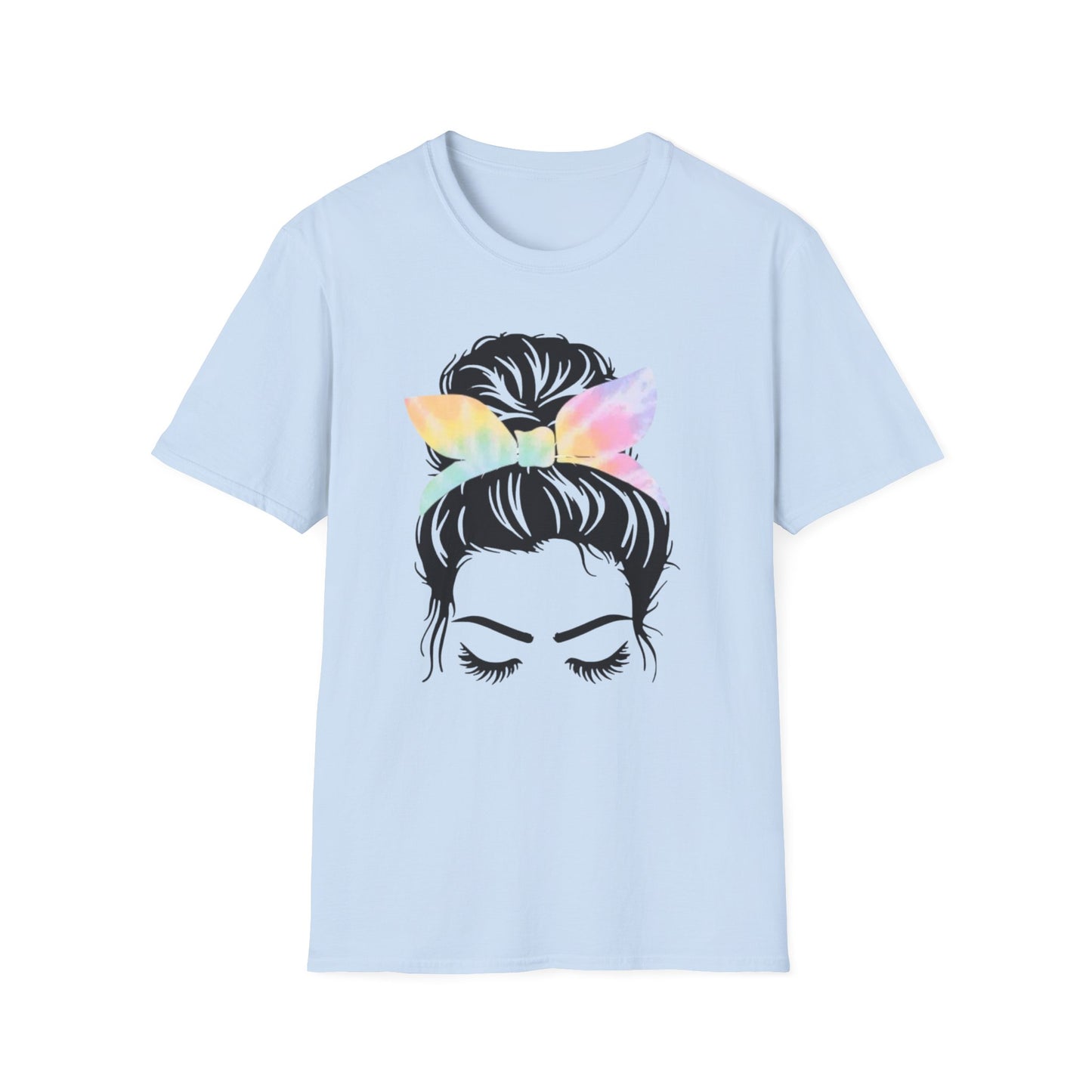 Tie Dye Headband Messy Bun Unisex Softstyle T-Shirt