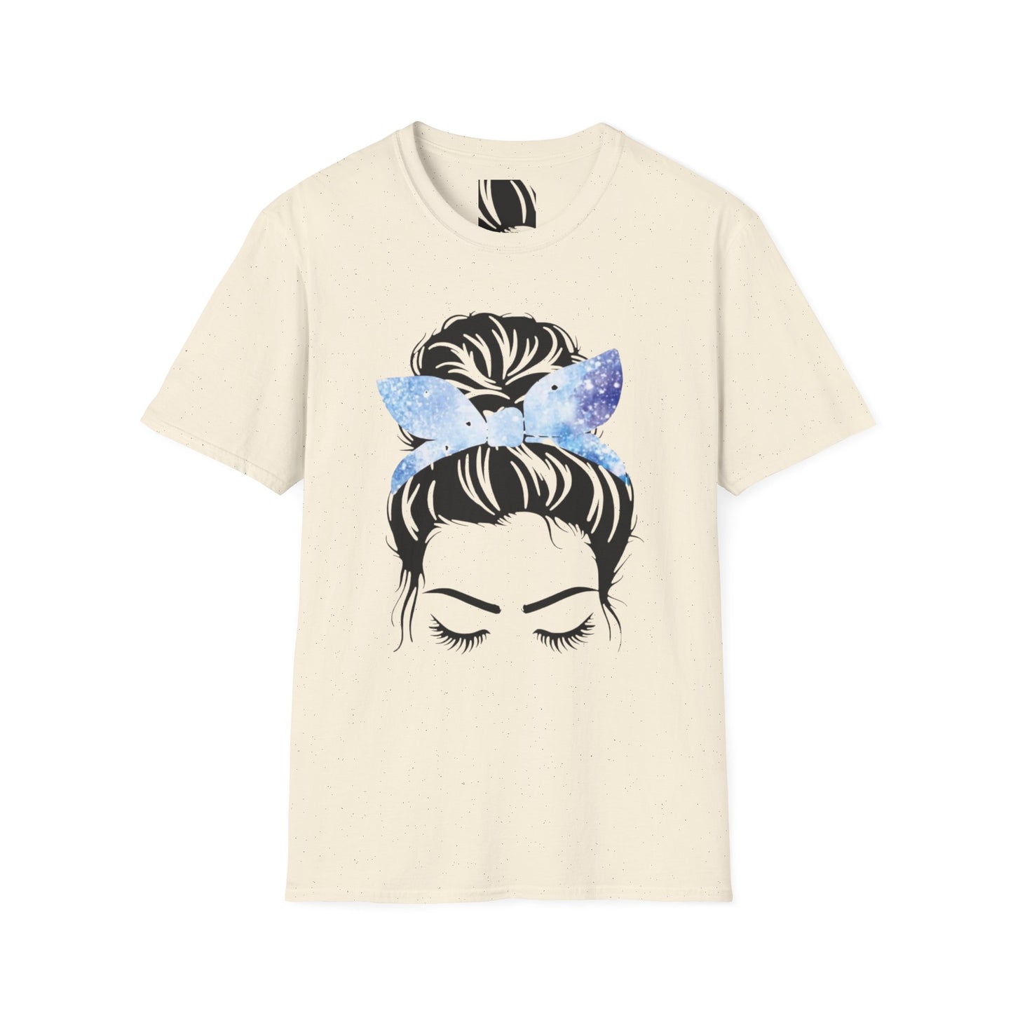 Blue Glitter Headband Messy Bun Unisex Softstyle T-Shirt