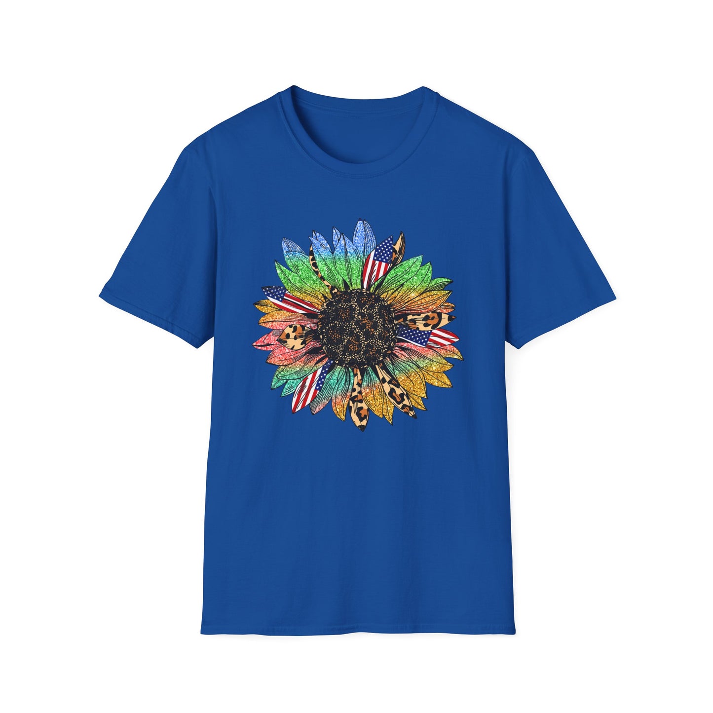 4th of July Multi color SunflowerUnisex Softstyle T-Shirt