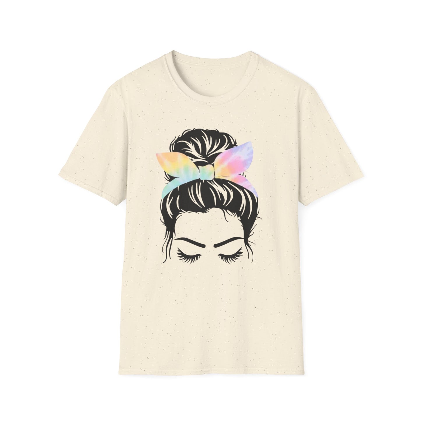 Tie Dye Headband Messy Bun Unisex Softstyle T-Shirt