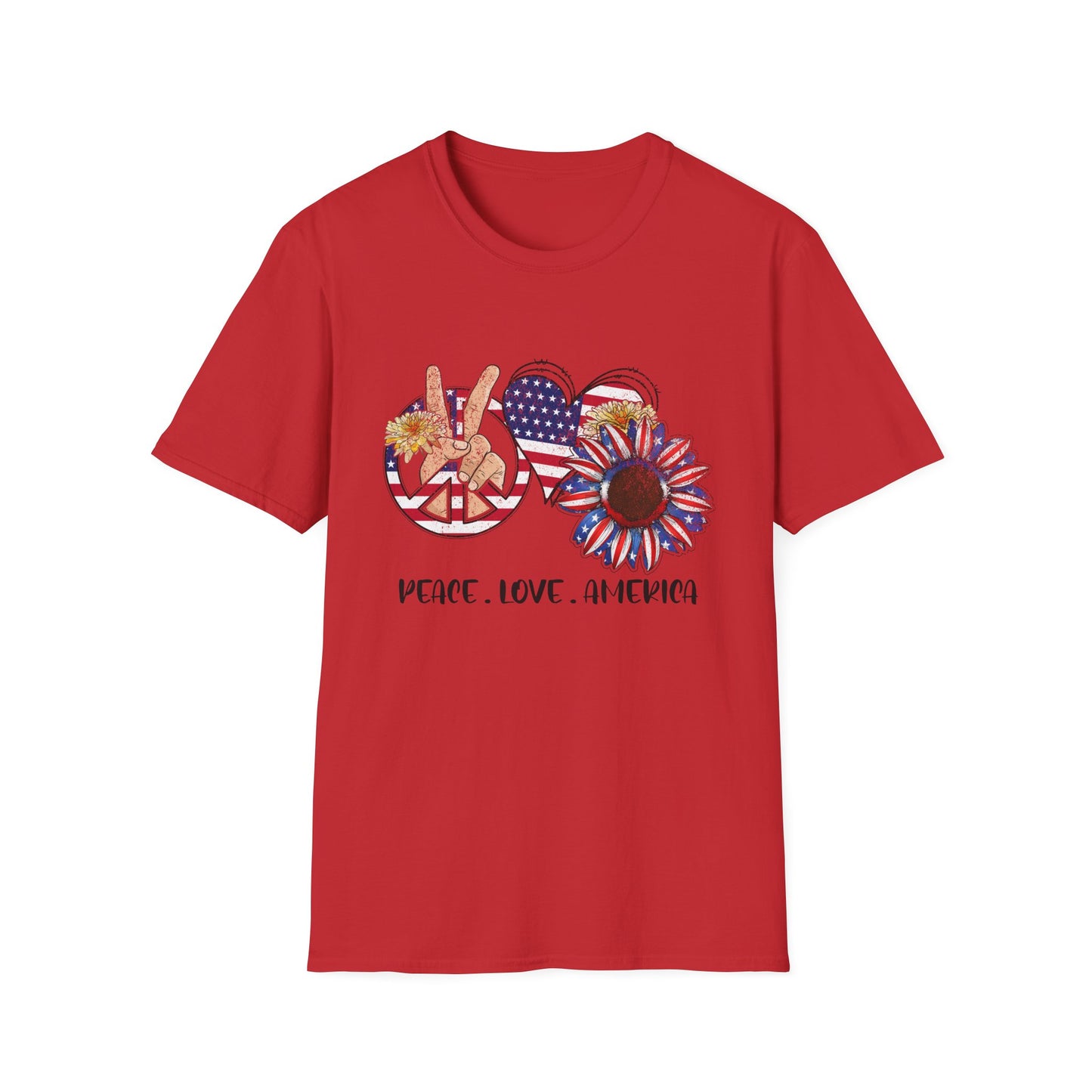 Peace, Love, America Unisex Softstyle T-Shirt
