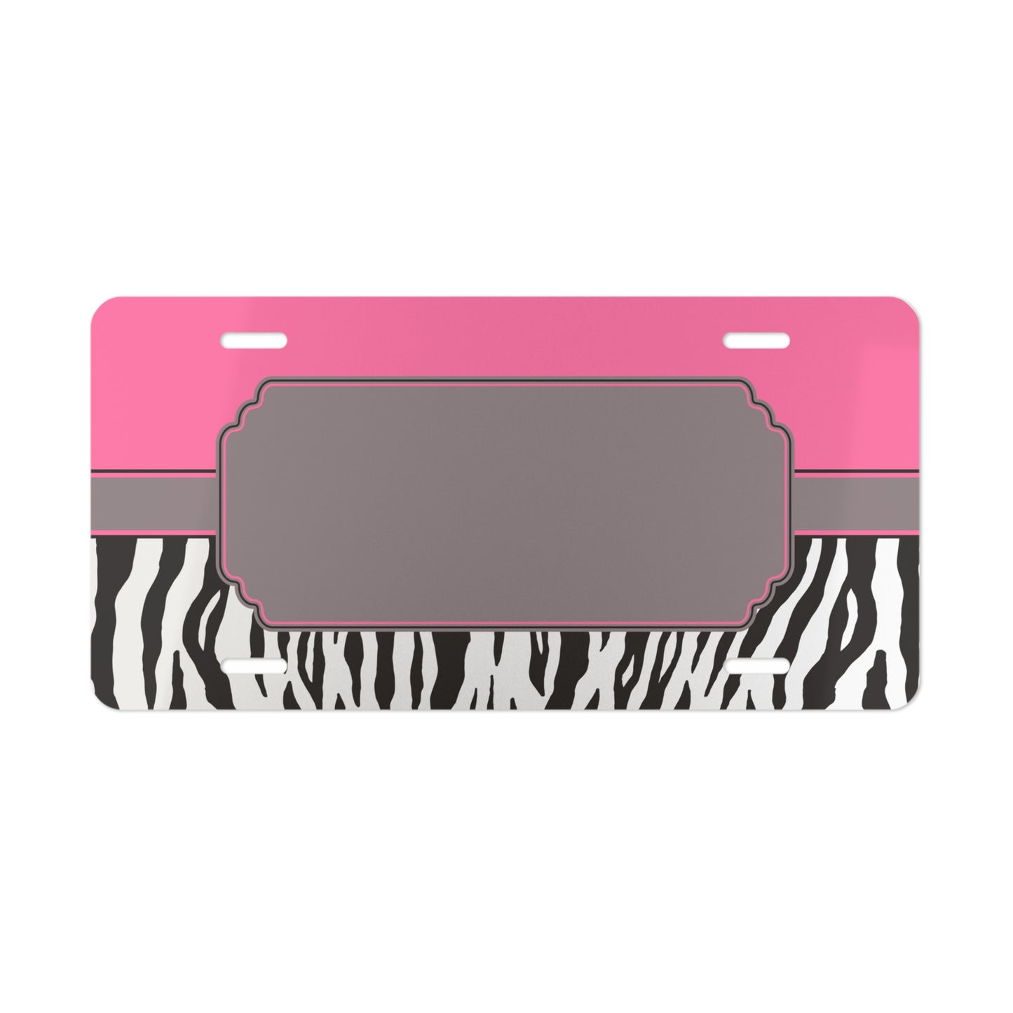 Personalized Pink Zebra License Plate | Hot Pink & Zebra Print Custom Car Tag | Glam Animal Print Vehicle Accessory | Girly License Plate