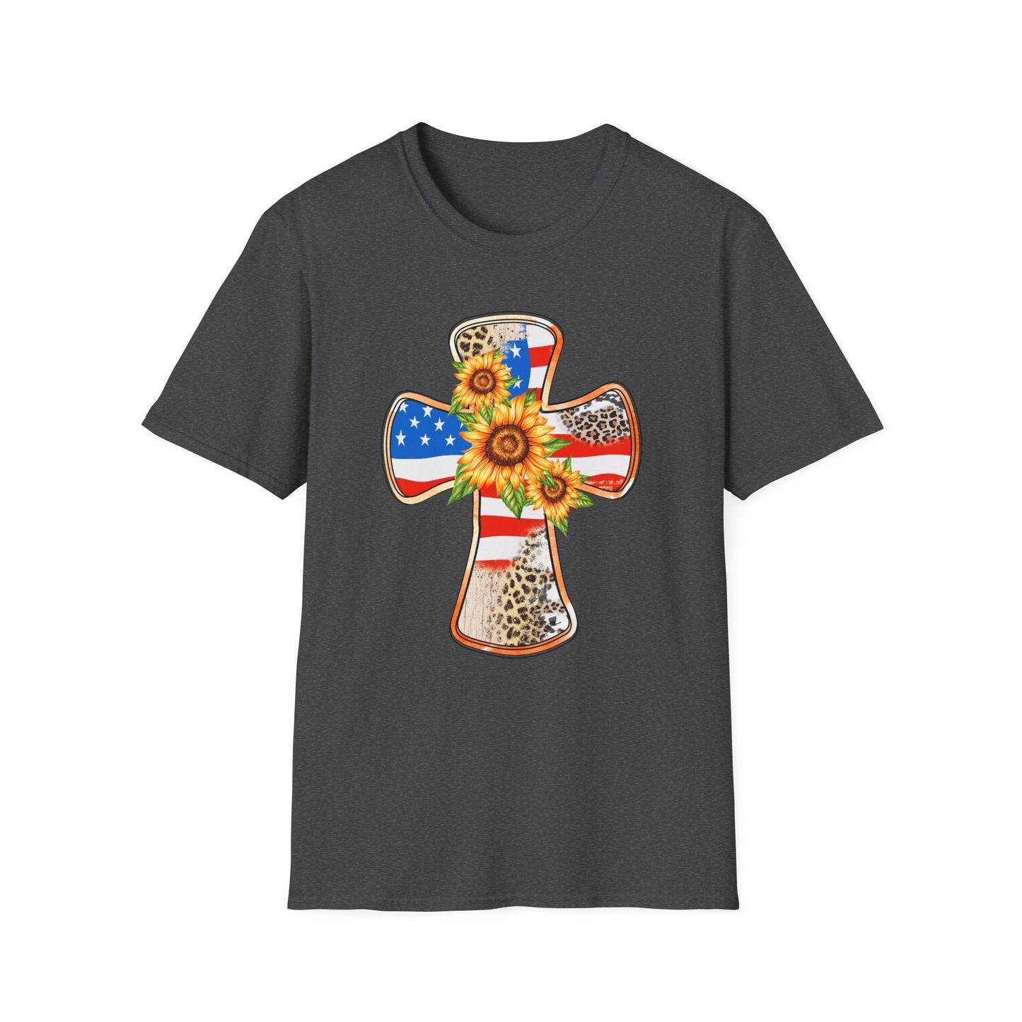 American Flag Cross Unisex Softstyle T-Shirt