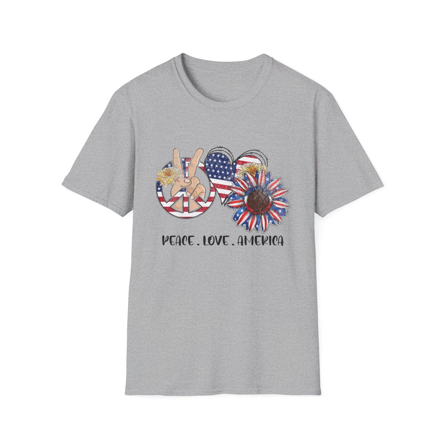 Peace, Love, America Unisex Softstyle T-Shirt