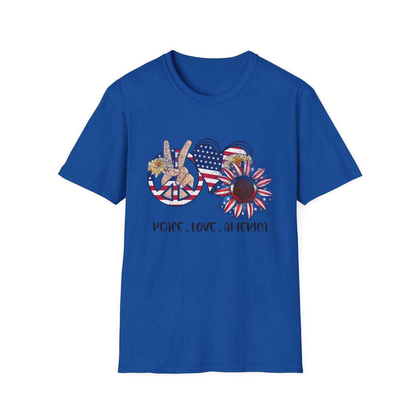 Peace, Love, America Unisex Softstyle T-Shirt