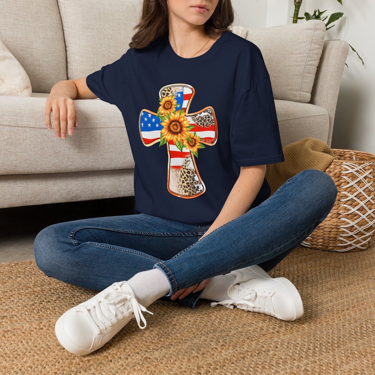 American Flag Cross Unisex Softstyle T-Shirt
