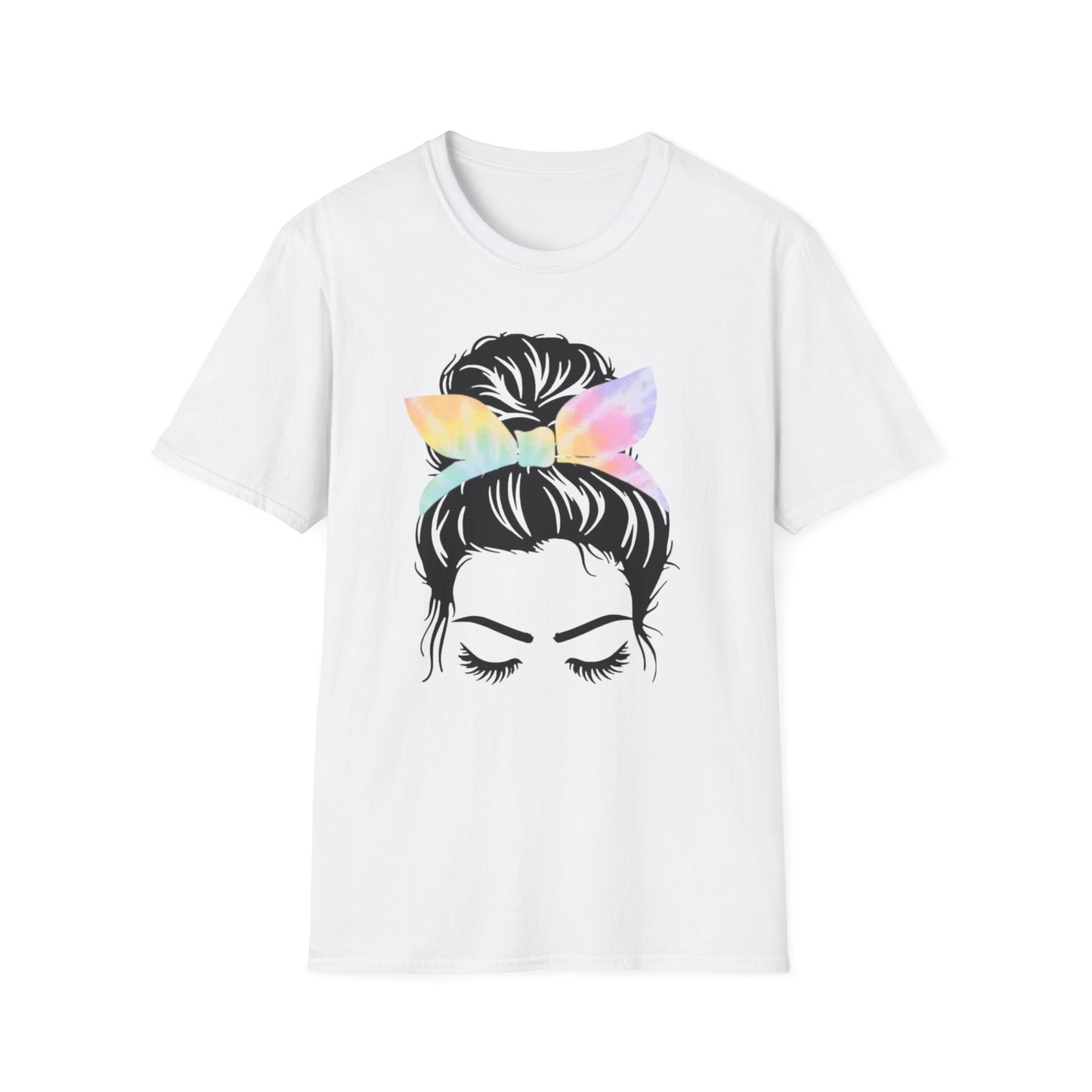 Tie Dye Headband Messy Bun Unisex Softstyle T-Shirt