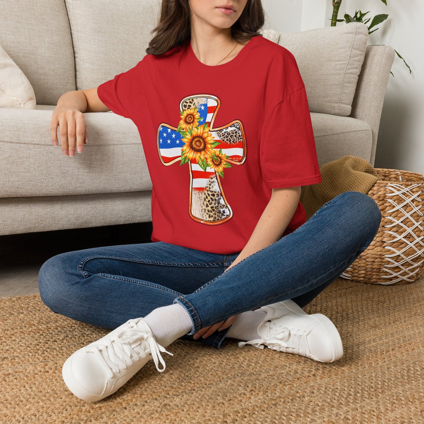 American Flag Cross Unisex Softstyle T-Shirt