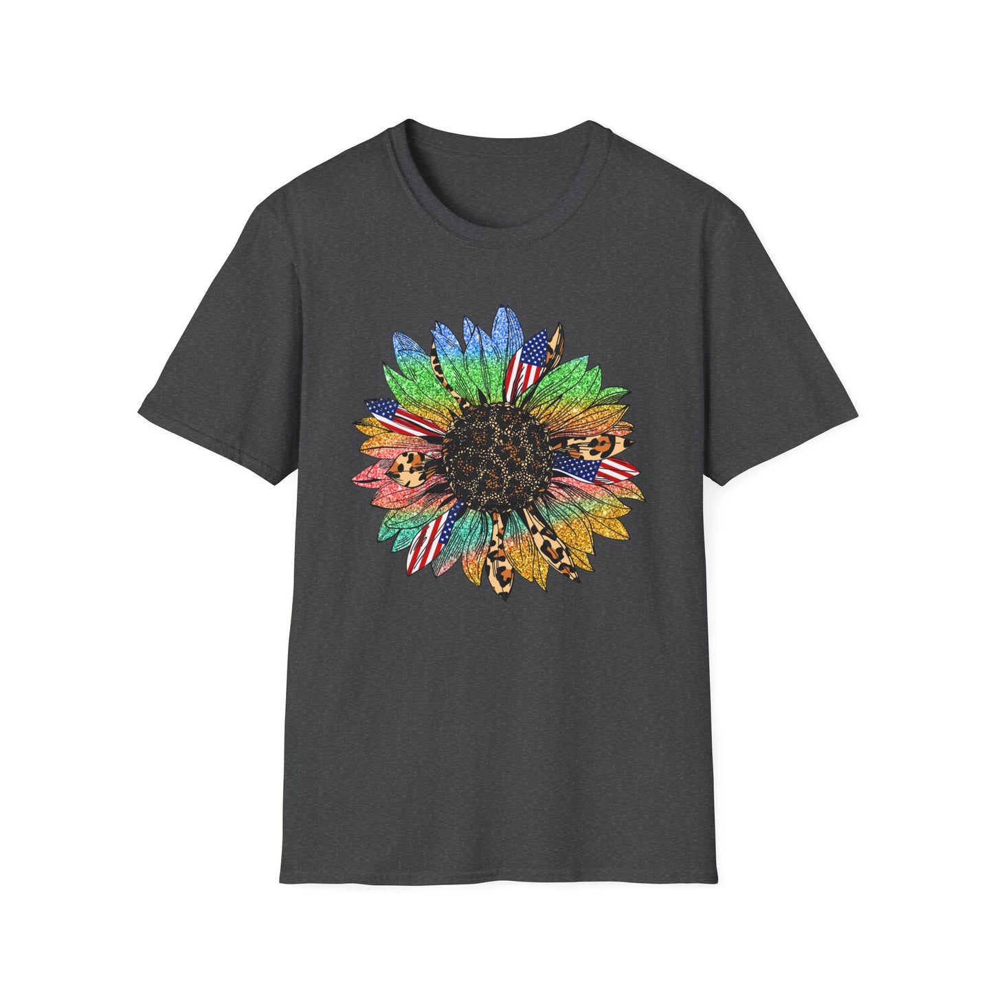 4th of July Multi color SunflowerUnisex Softstyle T-Shirt