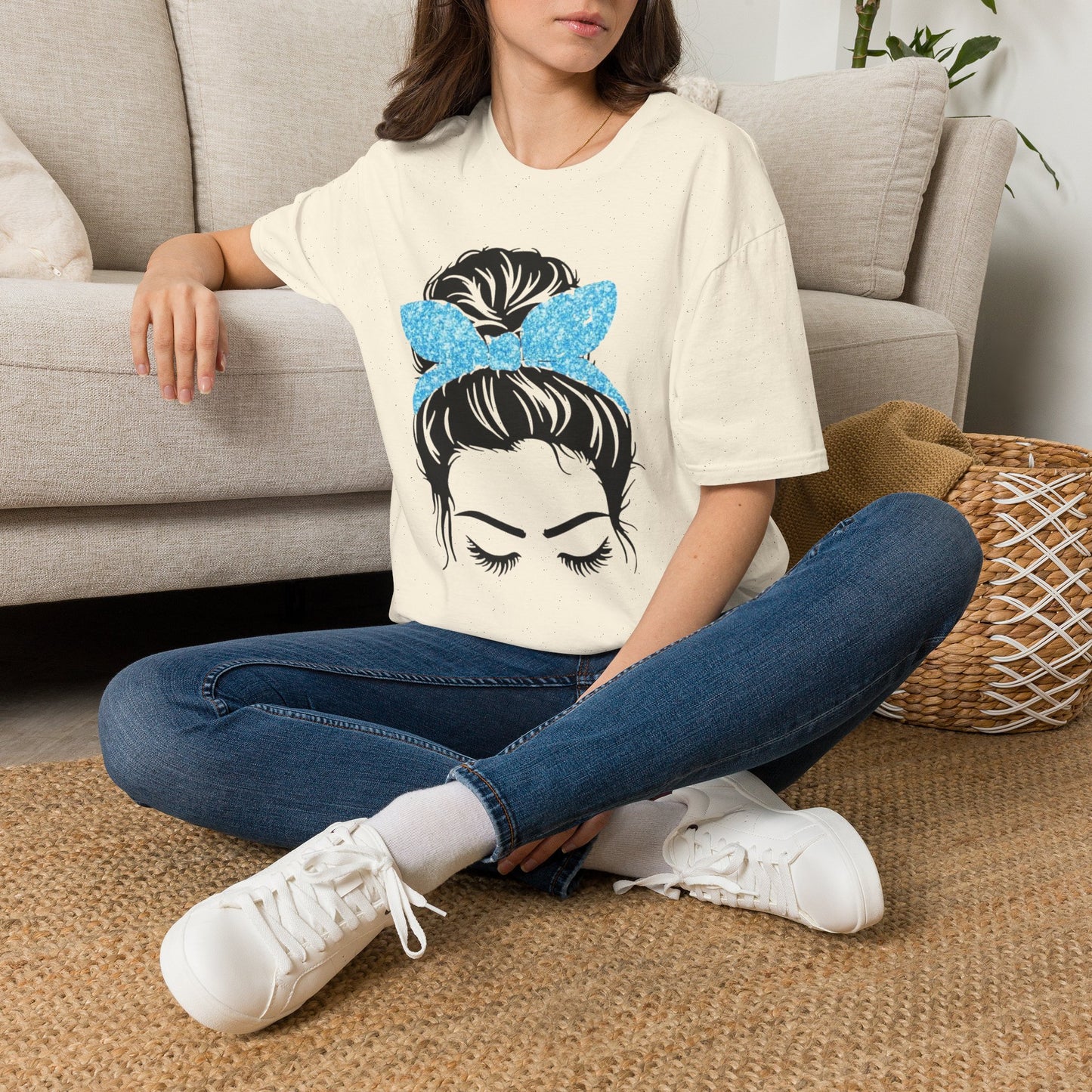 Glitter Headband Messy Bun Unisex Softstyle T-Shirt