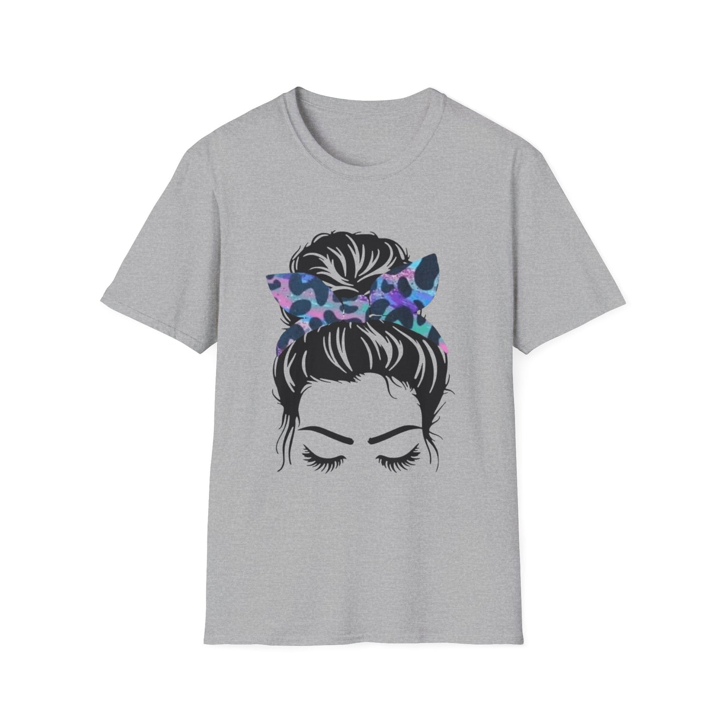 Multi color Leopard Print Headband Messy Bun Unisex Softstyle T-Shirt