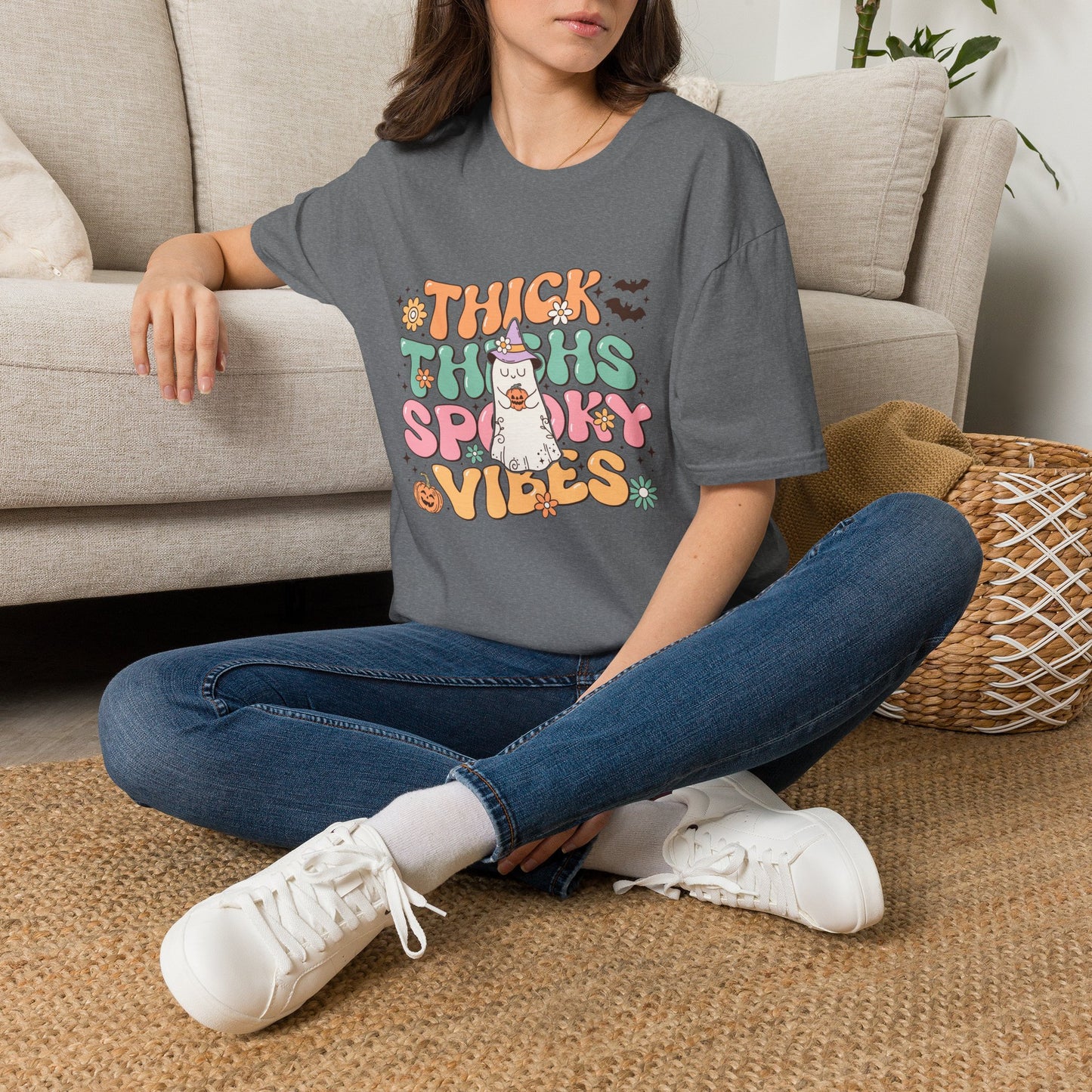 Thick Thighs and Spooky Vibes Unisex Softstyle T-Shirt