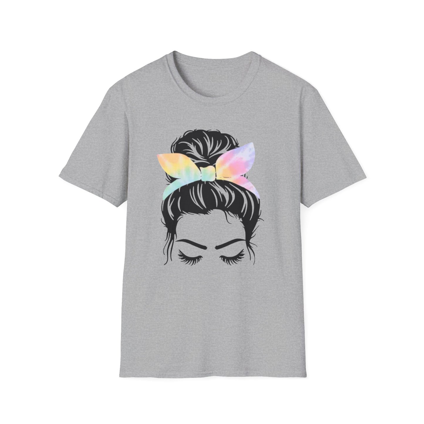Tie Dye Headband Messy Bun Unisex Softstyle T-Shirt