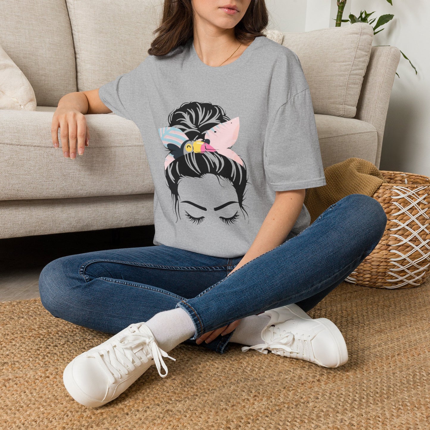Tucan Headband Messy Bun Unisex Softstyle T-Shirt