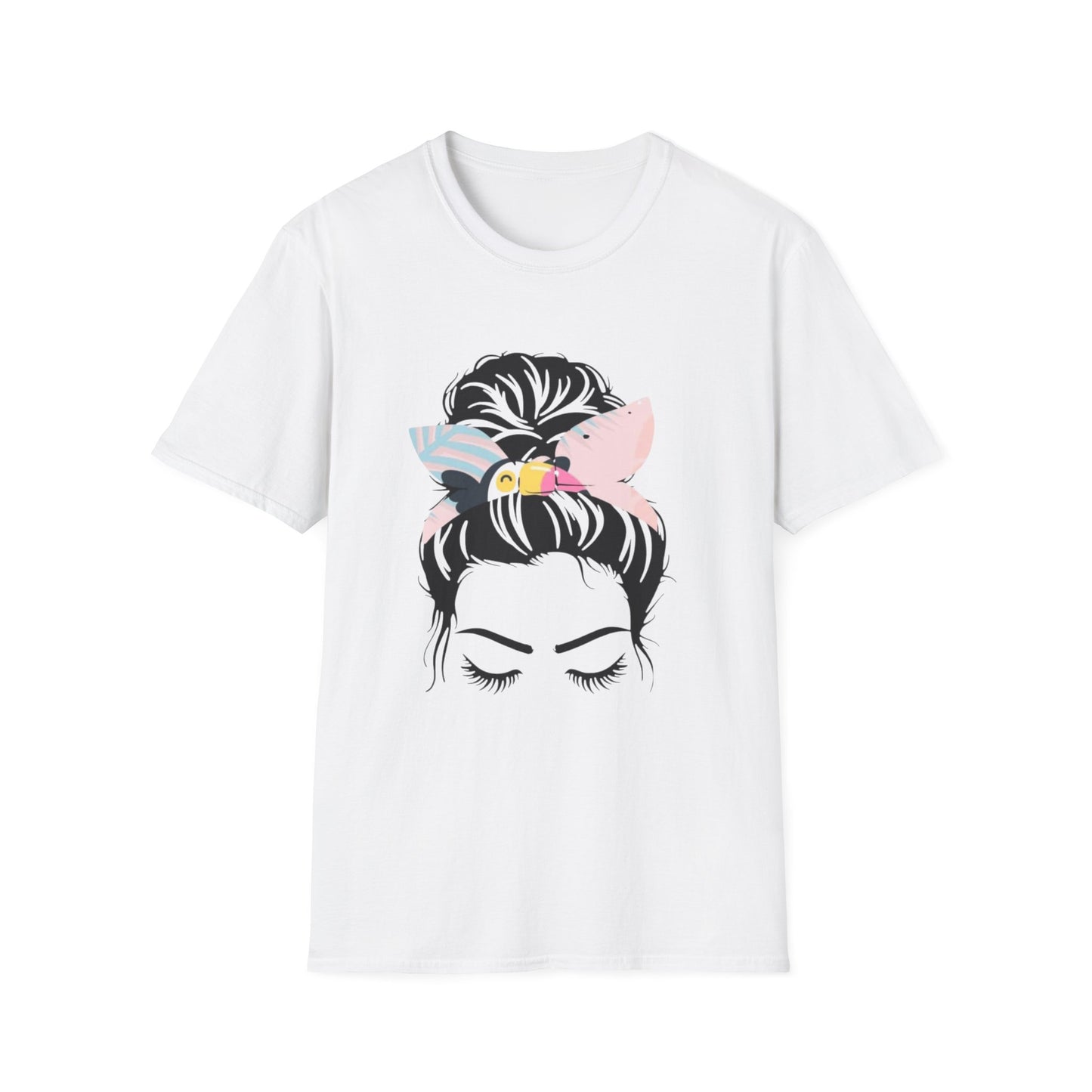 Tucan Headband Messy Bun Unisex Softstyle T-Shirt