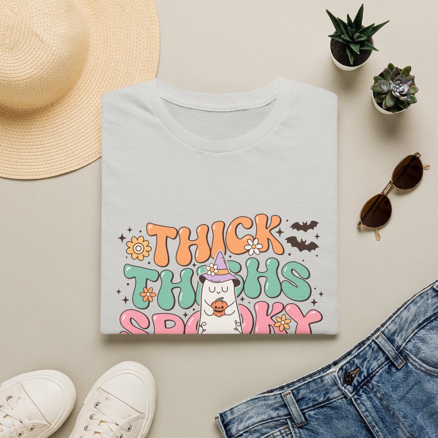 Thick Thighs and Spooky Vibes Unisex Softstyle T-Shirt