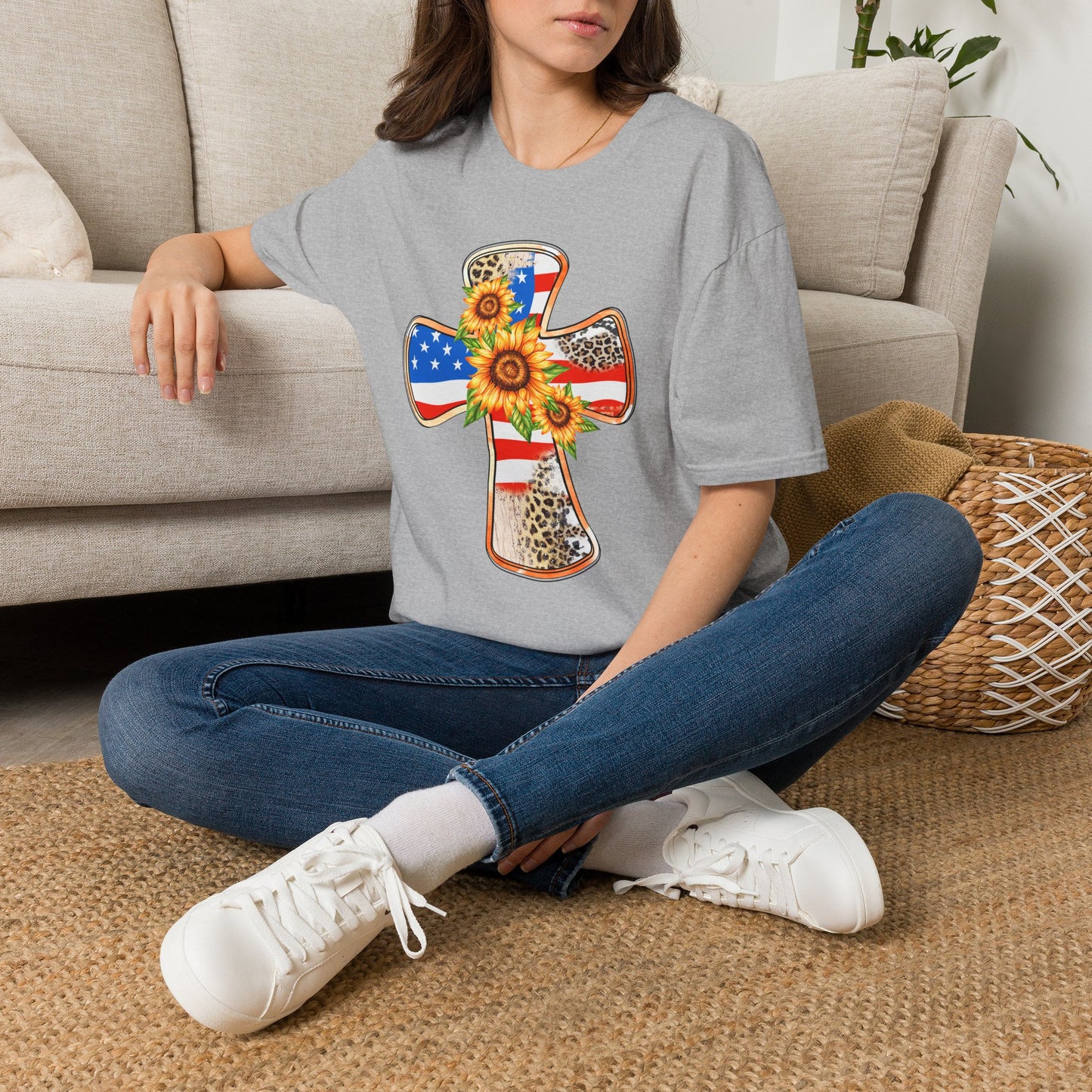 American Flag Cross Unisex Softstyle T-Shirt