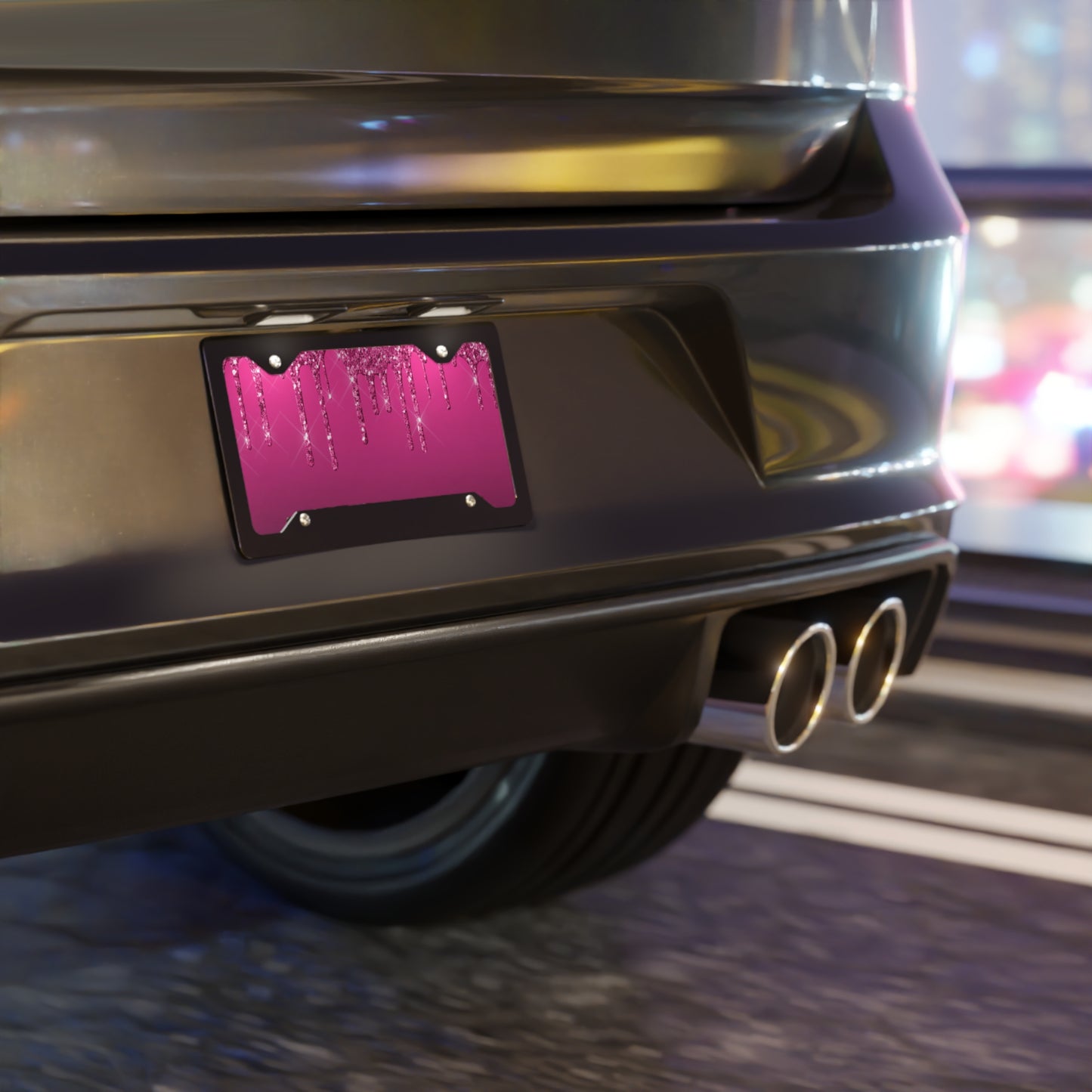 Personalized Pink Glitter Drip License Plate | Hot Pink Glam License Plate Design | Sparkle Custom Car Tag | Girly Bling Vehicle Accessory