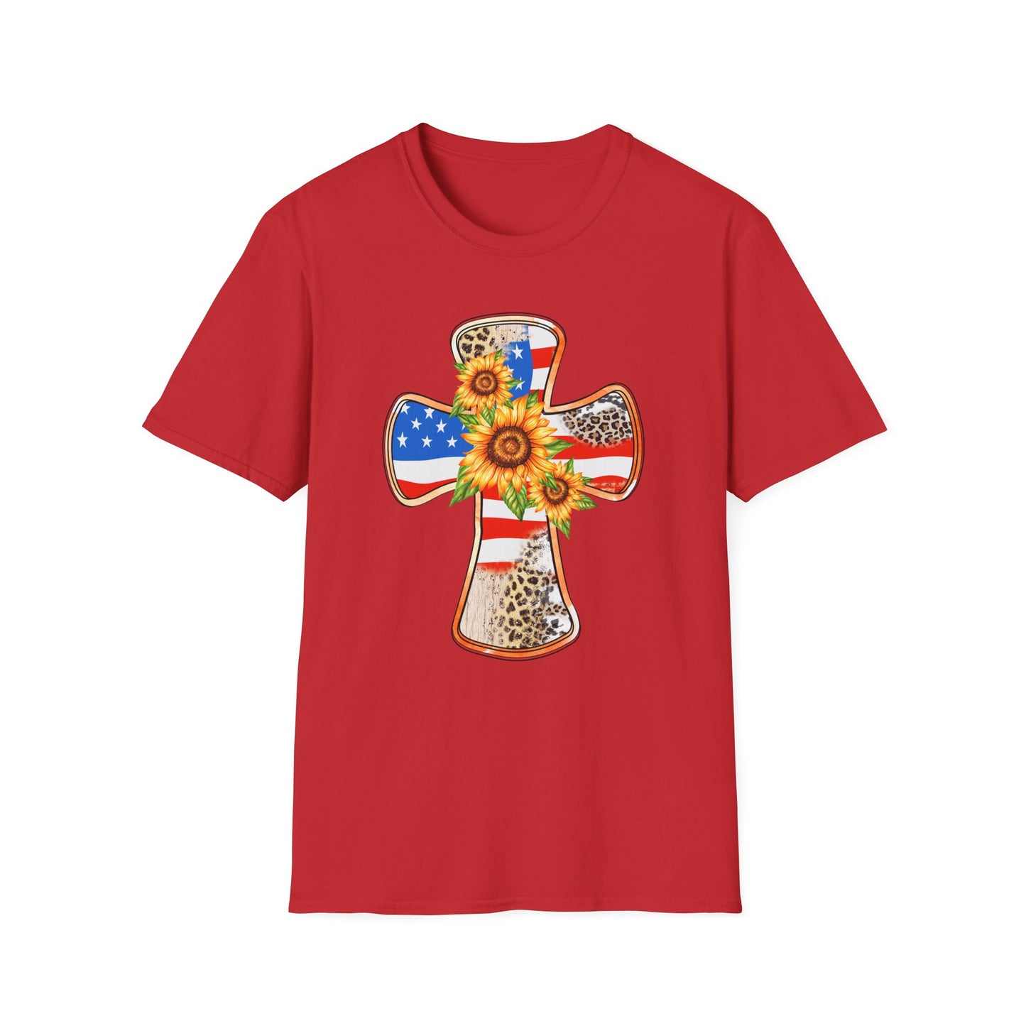 American Flag Cross Unisex Softstyle T-Shirt