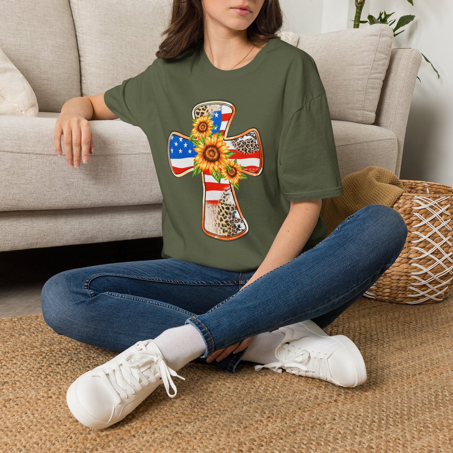 American Flag Cross Unisex Softstyle T-Shirt