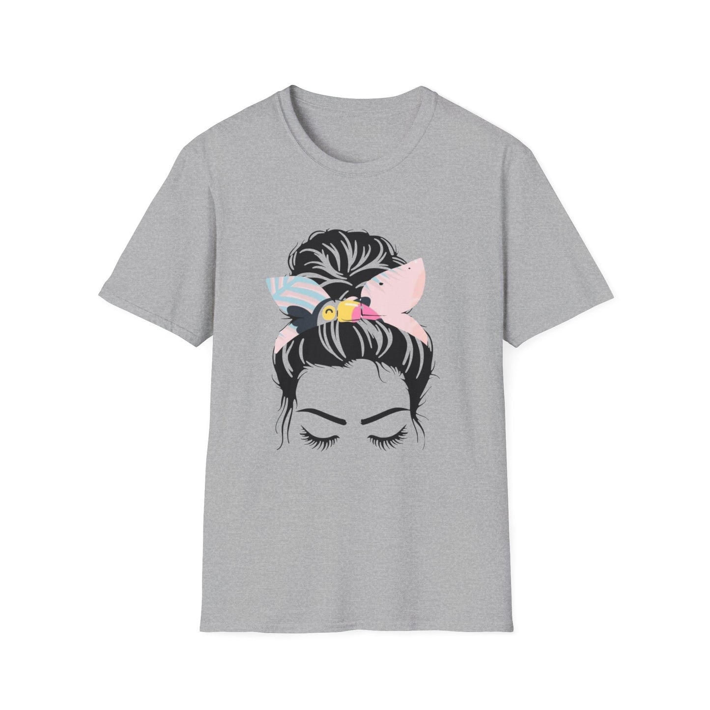 Tucan Headband Messy Bun Unisex Softstyle T-Shirt